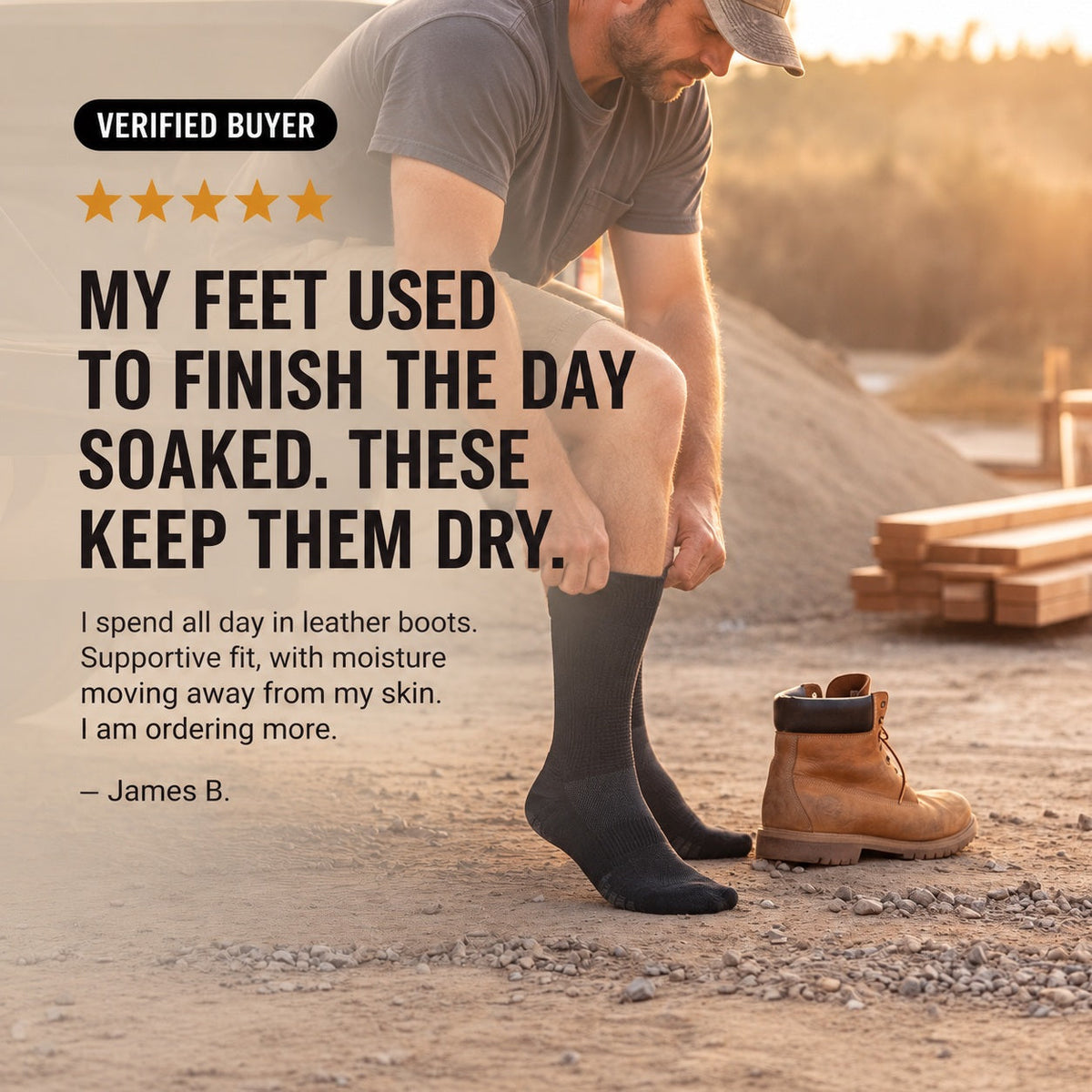 GroundGuard™ Work Socks — testimonial